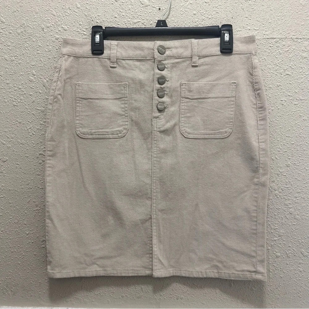 Jones & Co NY Light Tan High Waist Corduroy Skirt NEW Size 10